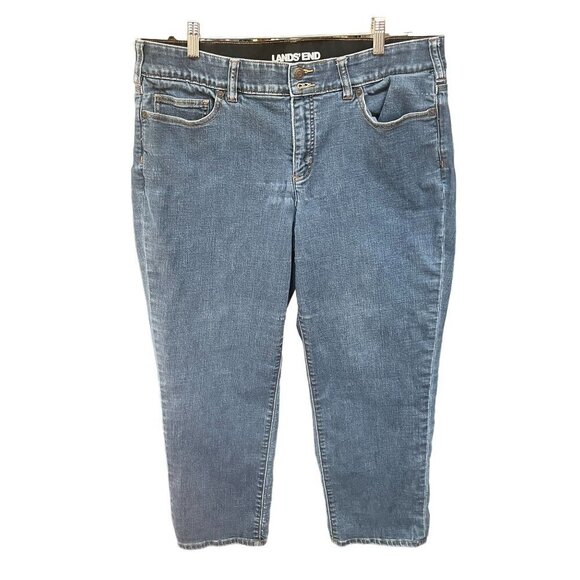 Lands End Jeans Womens Droit Taille Blue‎ Straight Mid Rise Size 18 W - Picture 4 of 8